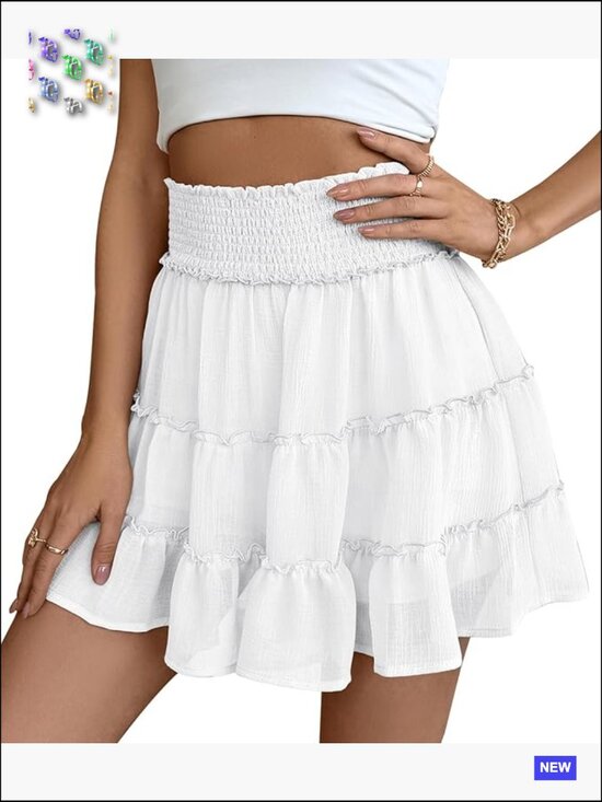Dresses & Skirts - High Waist Ruffle Mini Skirt with Built-in Shorts A-Line Tennis Golf Skirt
